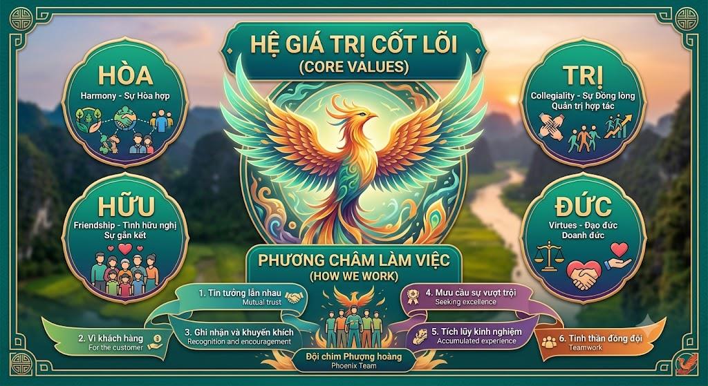 HỆ GIÁ TRỊ CỐT LÕI (CORE VALUES) CỦA HÒA - TRỊ - HỮU - ĐỨC ( FOHOWAY)